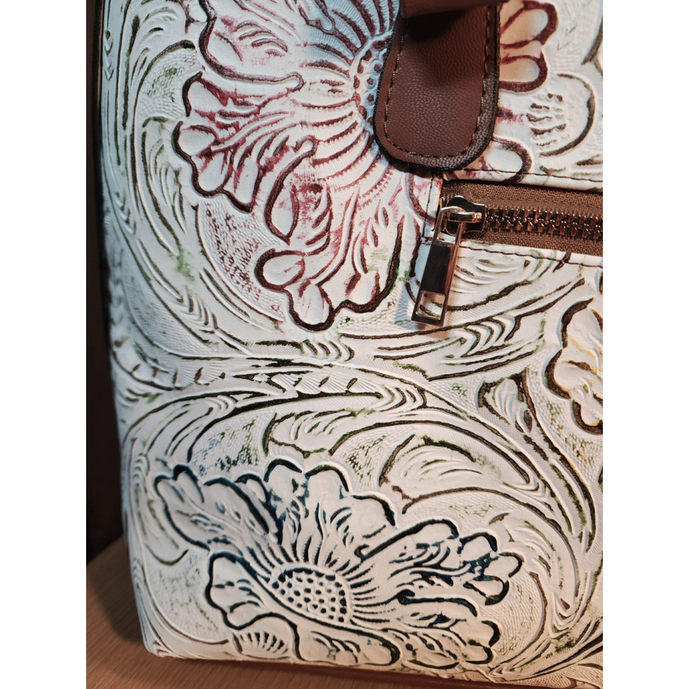Sugar Skull Multicolor Embossed Tooled Artisan Bag Purse Tote Bolsa Artesanal - Picture 11 of 15